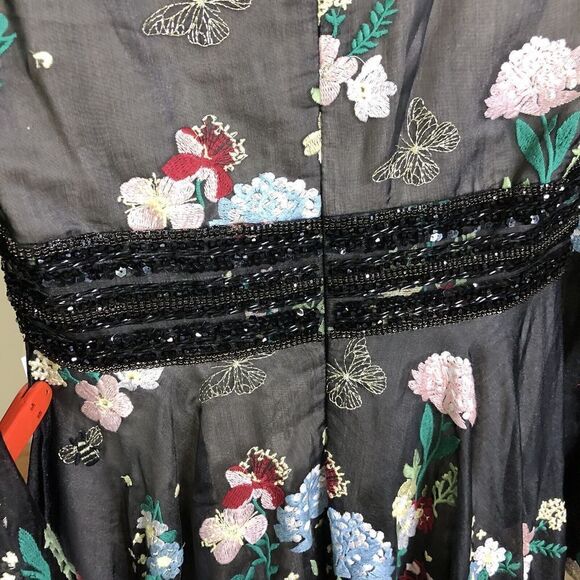 Mac Duggal 79361 EMBROIDERED BISHOP SLEEVE V NECK GOWN Black Multi Sz 6 - $798 - Picture 9 of 15